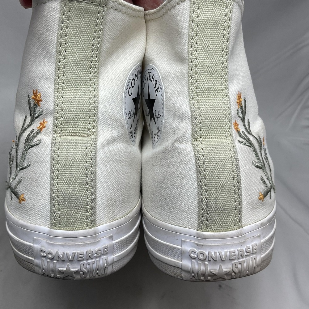 Converse Custom Chuck Taylor All Star Shoes Womens Size 8 White Floral High Top